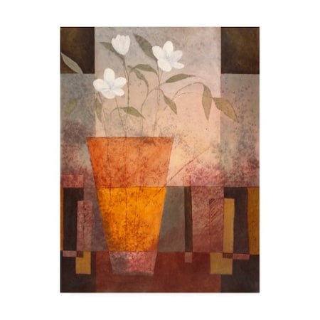 Trademark Fine Art Pablo Esteban 'White Flowers In Orange Vase' Canvas Art, 24x32 ALI46158-C2432GG